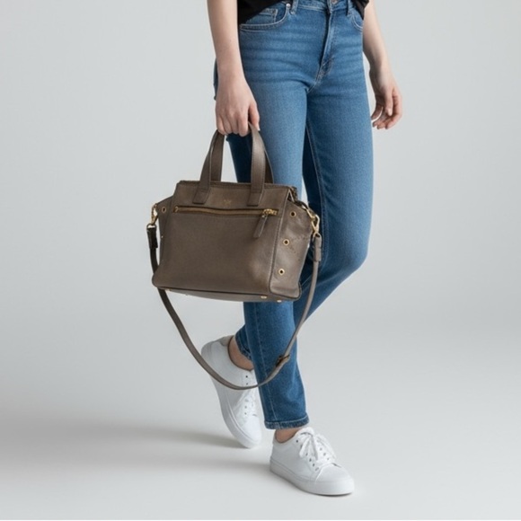 Fossil gray/green Tessa satchel - Picture 2 of 11